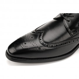 ビジネスシューズ メンズ 革靴 ストレートチップ ロングノーズ 外羽根 6cmUP ヒールアップシューズ 革靴 3E 紐 ウイングチップ スクエアトゥ 脚長 紳士靴