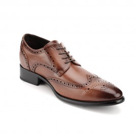 ビジネスシューズ メンズ 革靴 ストレートチップ ロングノーズ 外羽根 6cmUP ヒールアップシューズ 革靴 3E 紐 ウイングチップ スクエアトゥ 脚長 紳士靴