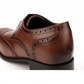 ビジネスシューズ メンズ 革靴 ストレートチップ ロングノーズ 外羽根 6cmUP ヒールアップシューズ 革靴 3E 紐 ウイングチップ スクエアトゥ 脚長 紳士靴